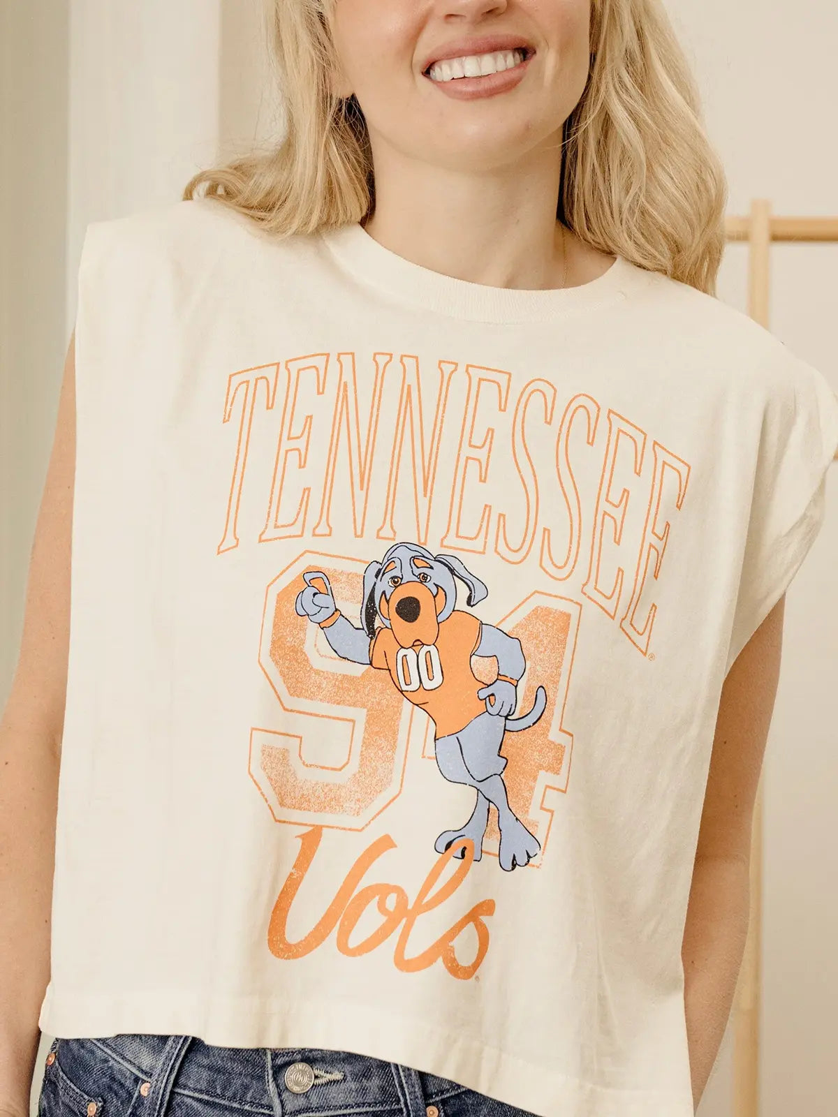 LivyLu Tennessee Vols Volunteers Club Mascot Off-White Tank TN Vols Game Day
