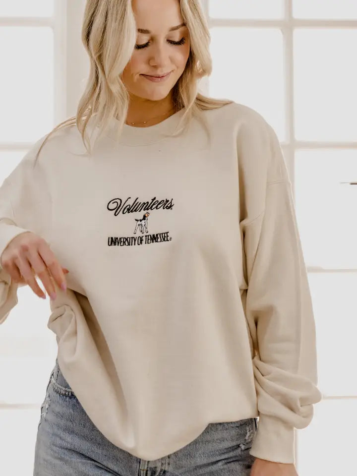 livylu tennessee vols embroidered script cream sweatshirt -front