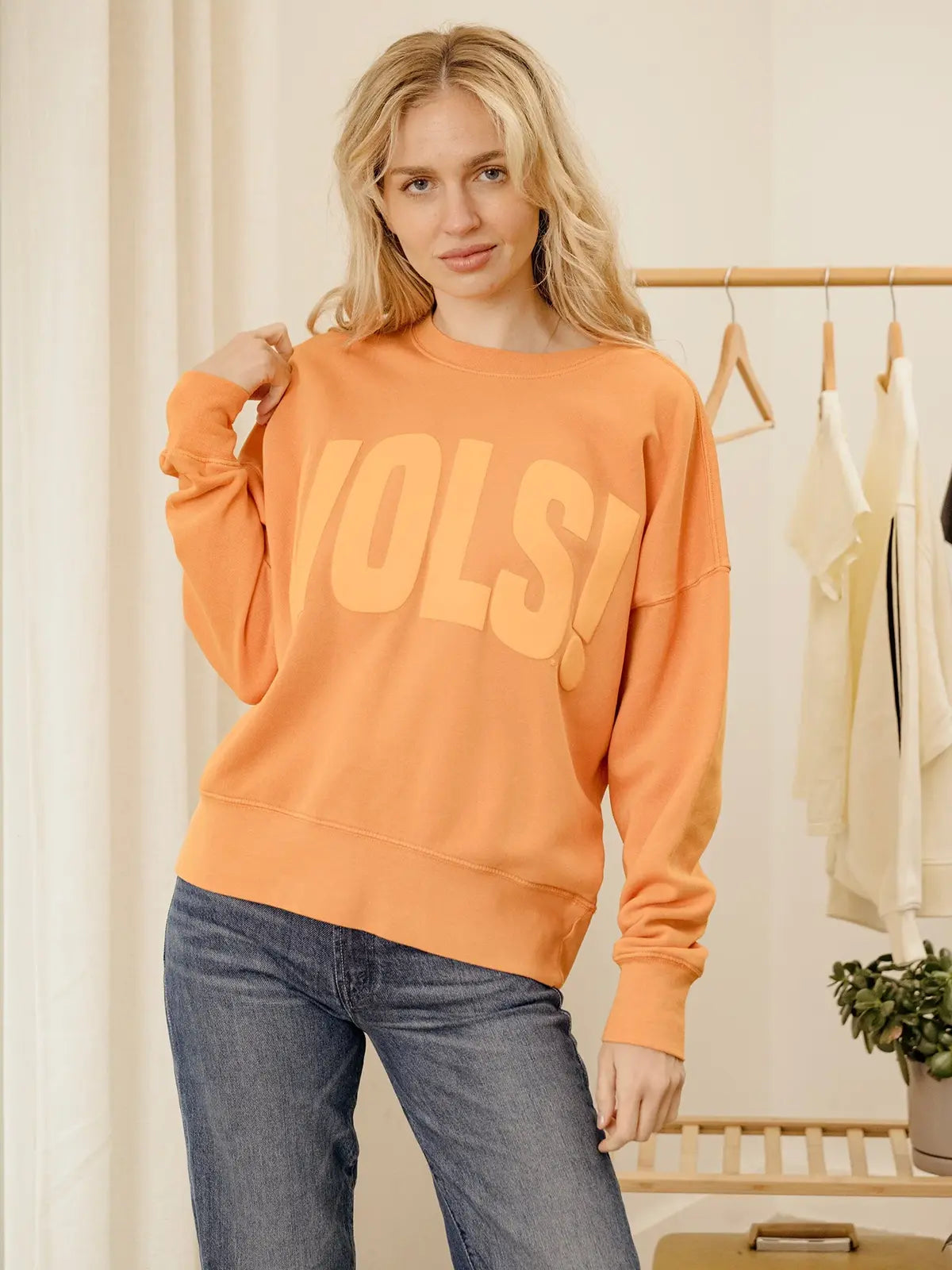 LivyLu Tennessee Vols Mono Puff-Ink Oversized Orange Crew Sweatshirt TN Vols Game Day