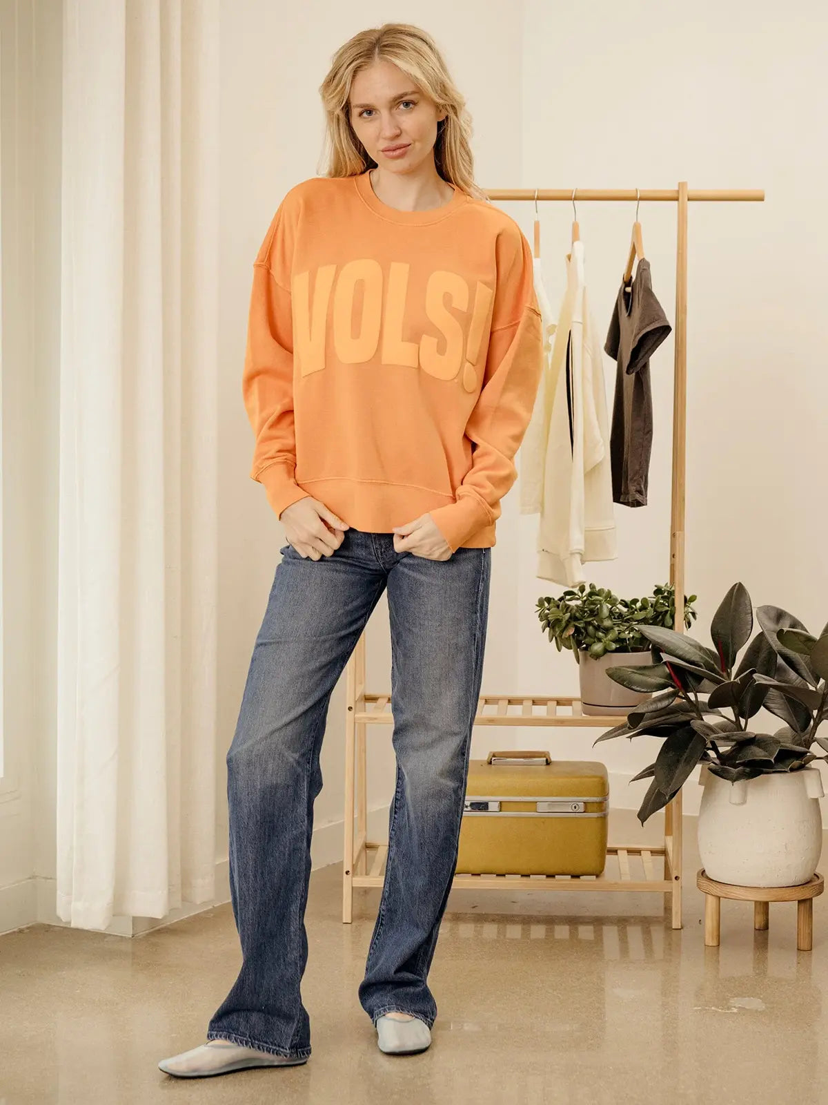 LivyLu Tennessee Vols Mono Puff-Ink Oversized Orange Crew Sweatshirt TN Vols Game Day