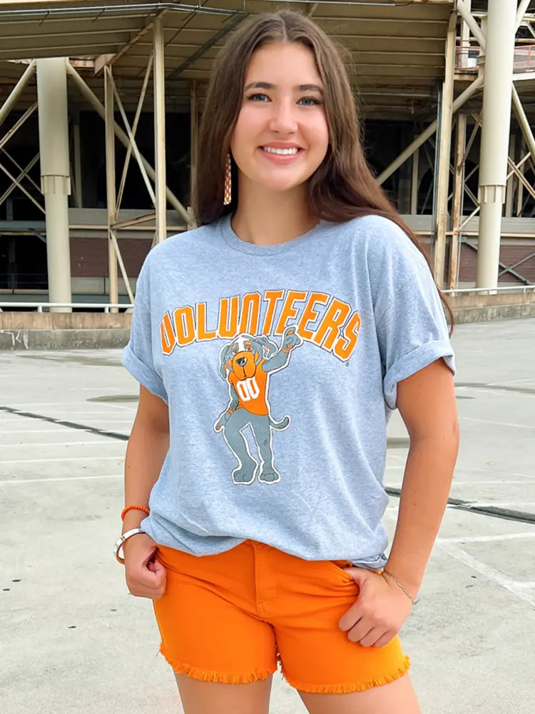livylu tennessee vols smokey mascot cartoon puff ink thrited tee in heather grey