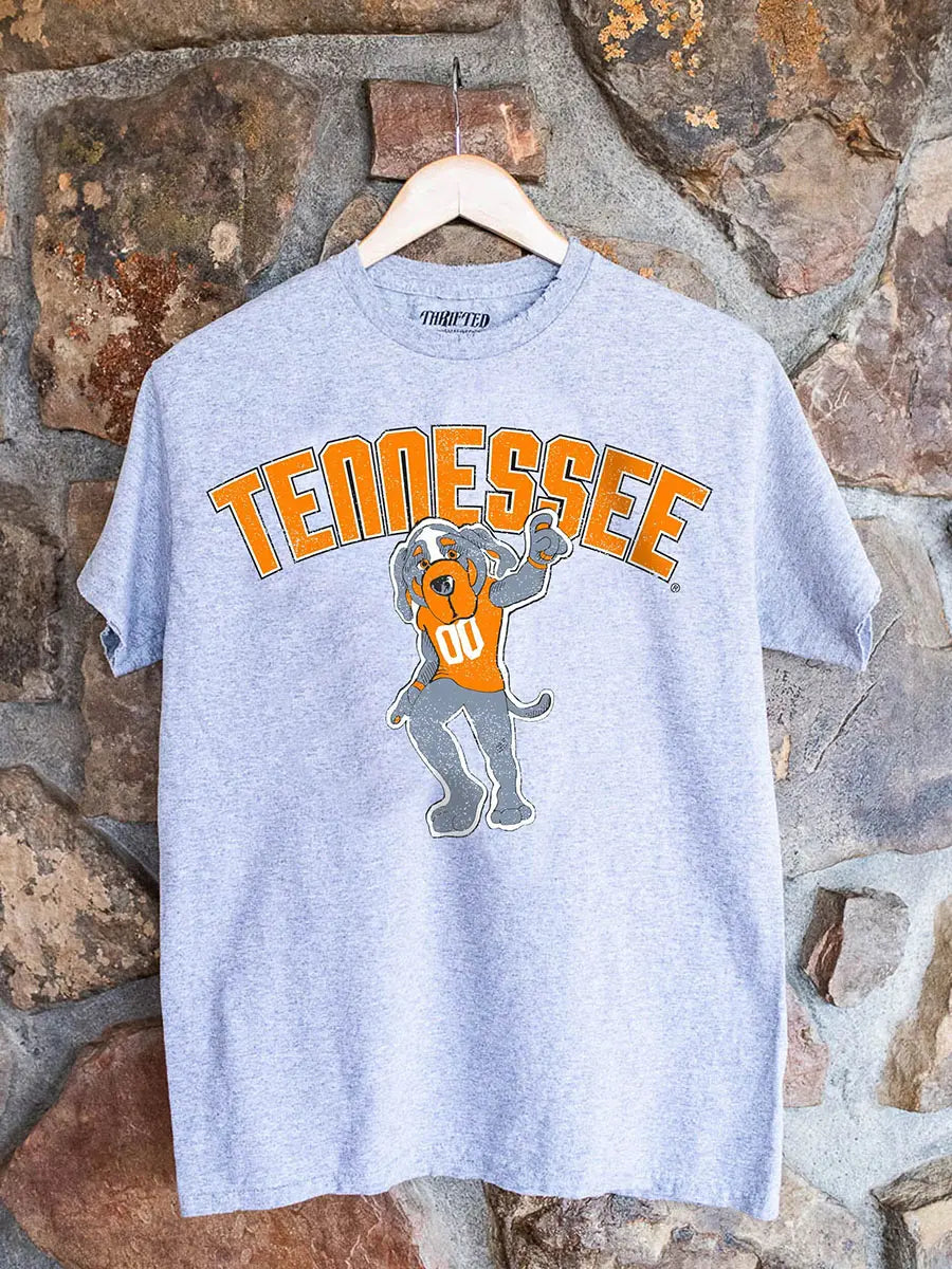 livylu tennessee vols smokey mascot cartoon puff ink thrited tee in heather grey
