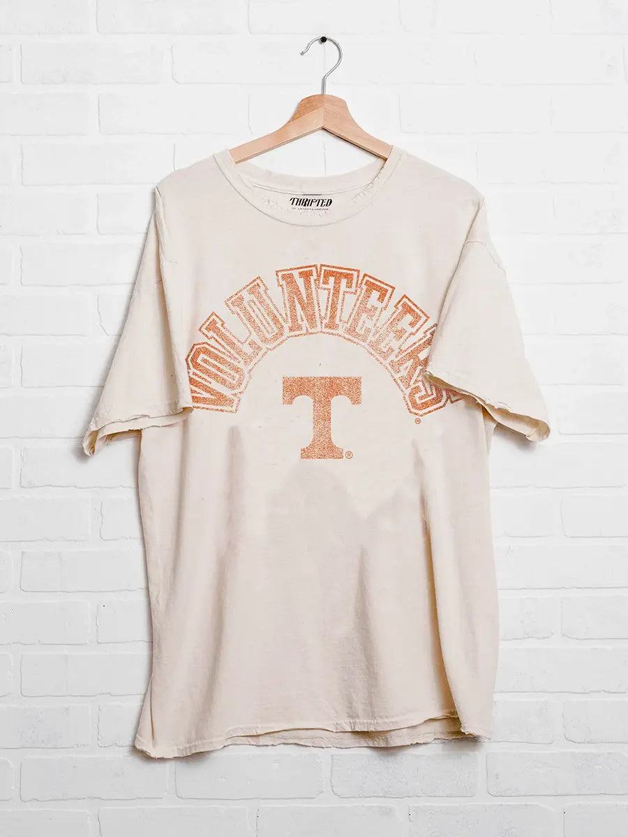 livylu tennessee vols mega arch off white thrifted tee