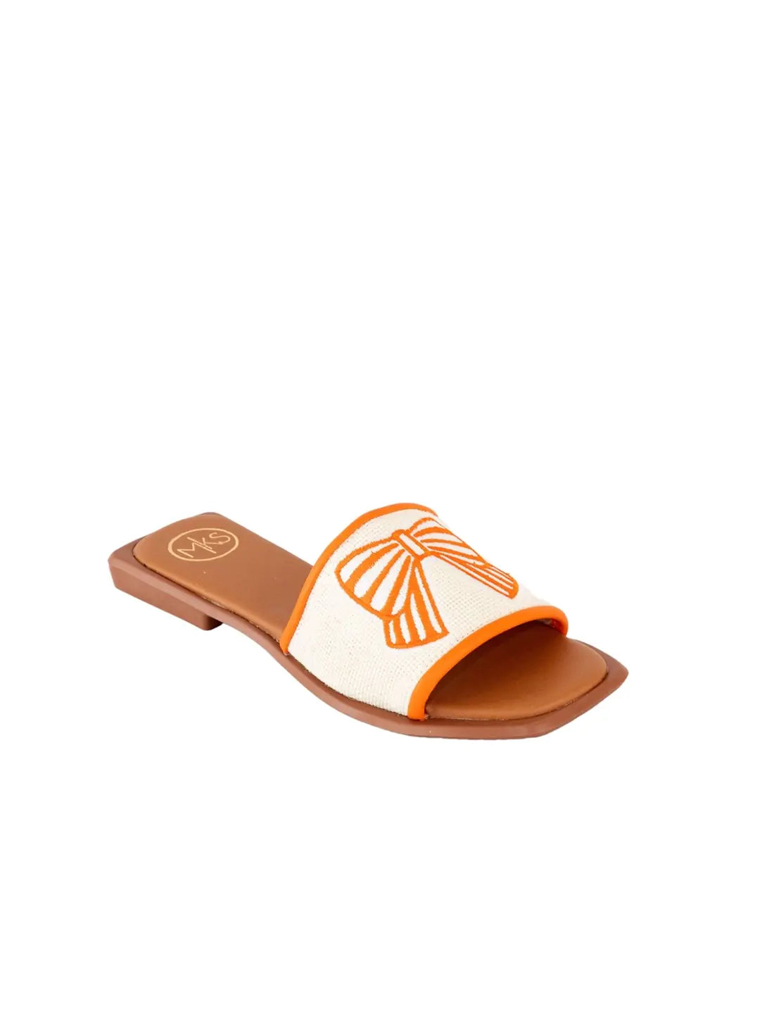 Bobbie 16 Orange & White Tennessee Bow Game Day Slide Sandals