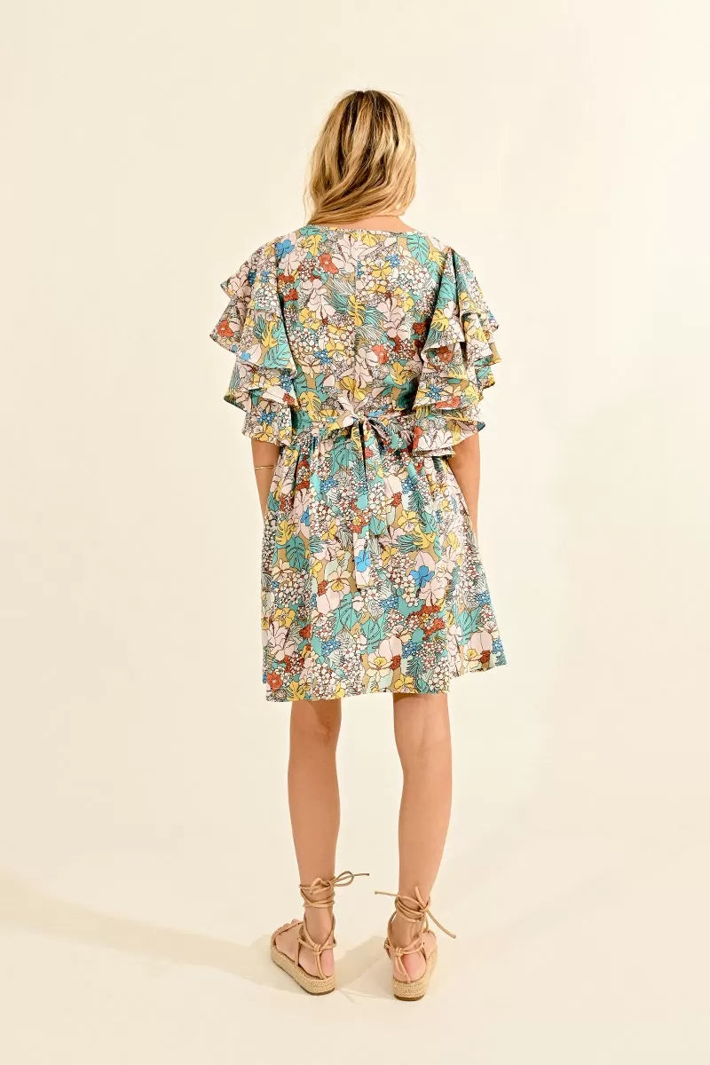 molly bracen floral dress in turquoise maeva-back view