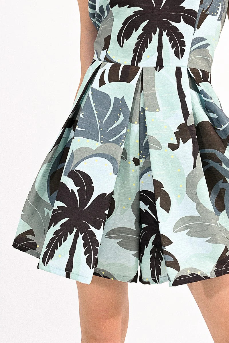 molly bracken printed jumpsuit in khaki jungle-bottom detail view