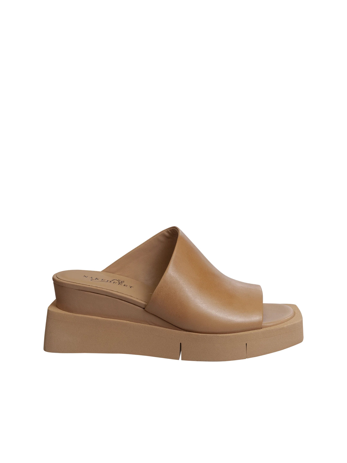 naked feet infinity wedge sandals in camel