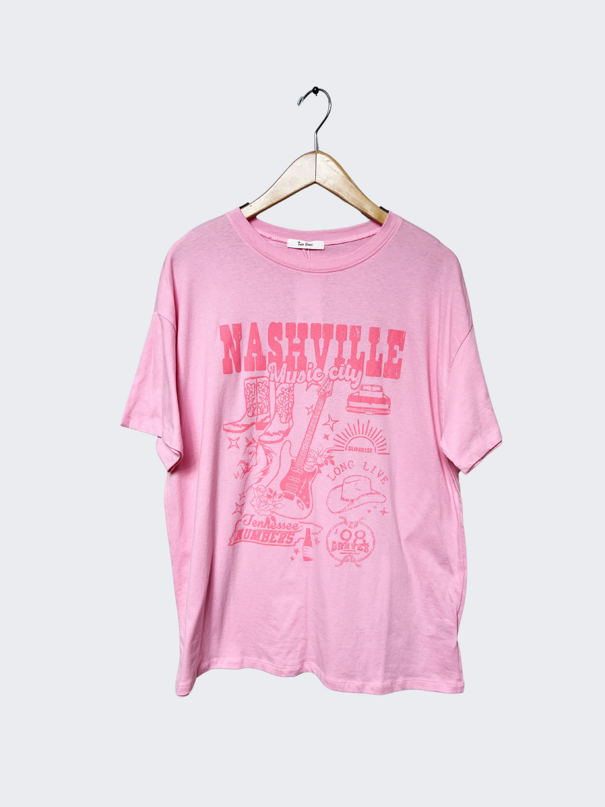 nashville tennessee music city pink tee-front view