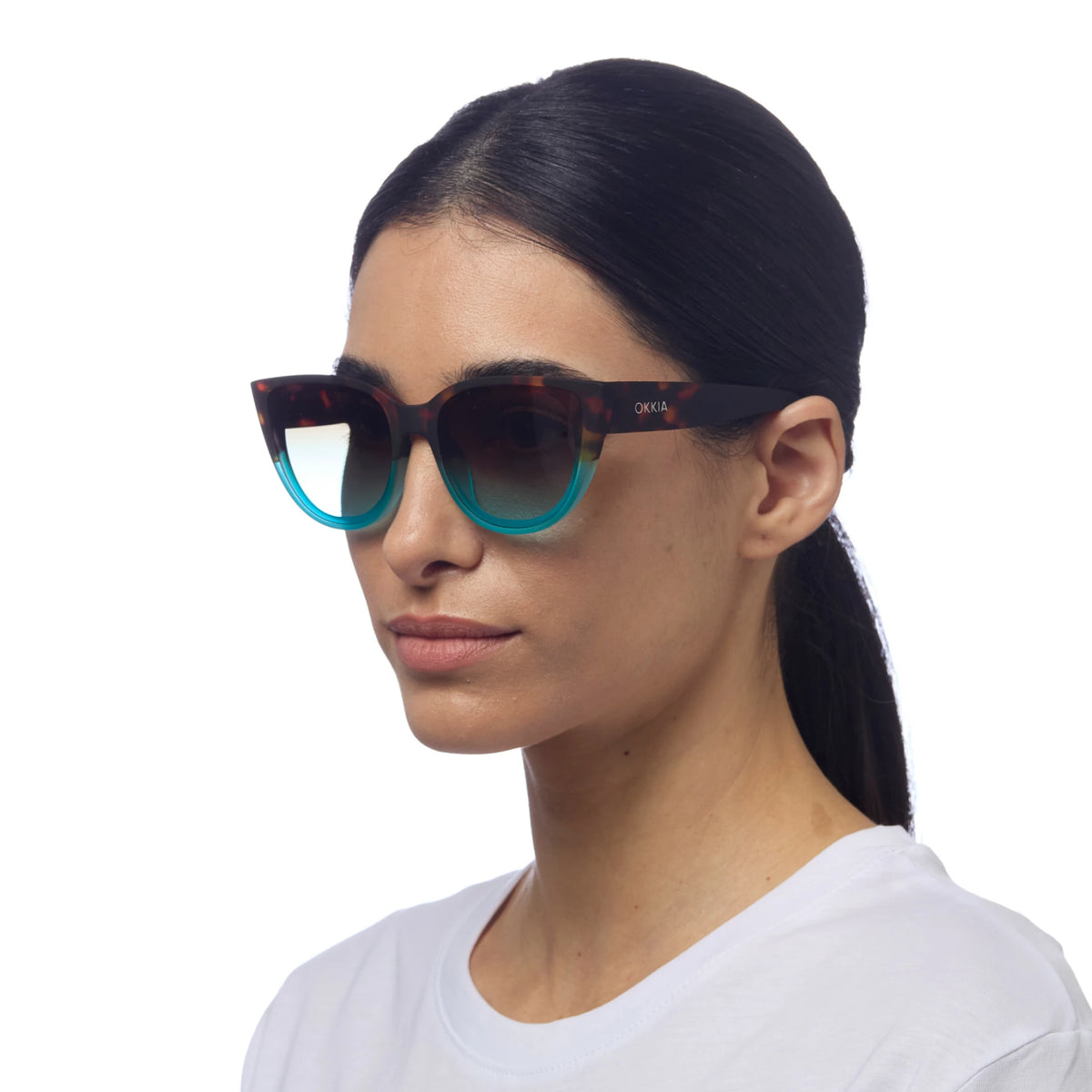 Okkia Sylvia Cat-Eye Sunglasses Havana Blue