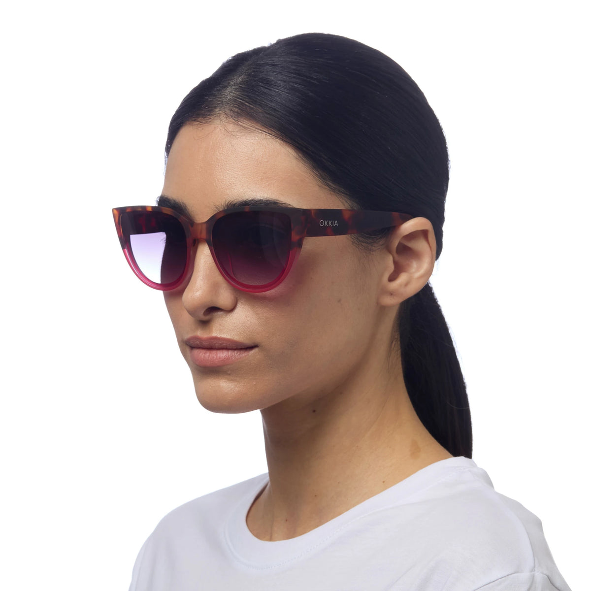 Okkia Sylvia Cat-Eye Sunglasses Havana Pink
