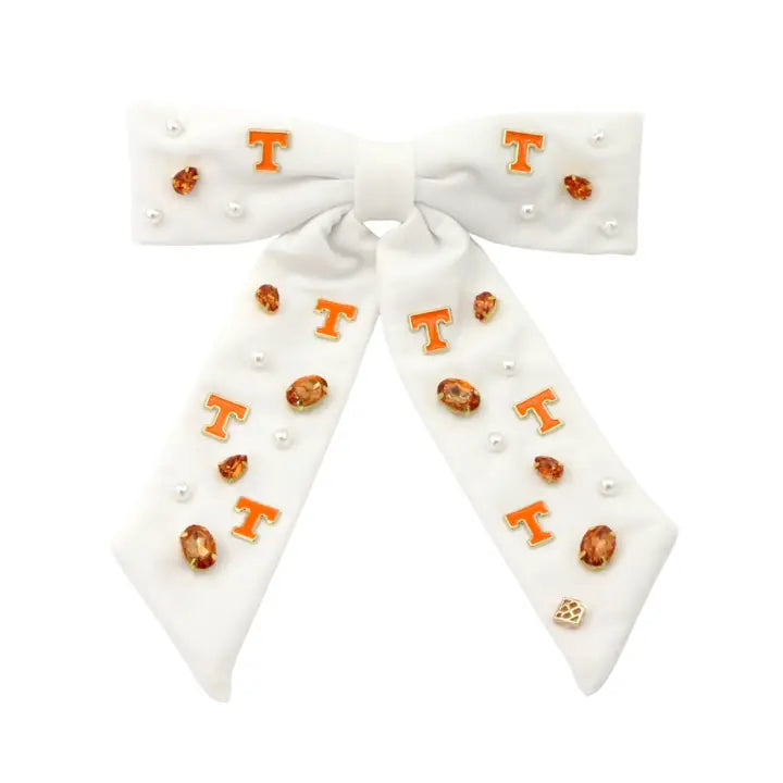 briana cannon university of tennessee bow barrette in white-front view