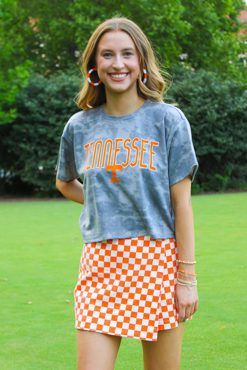 Orange & White Checkerboard Wrap Mini Skort for TN Vols Gameday