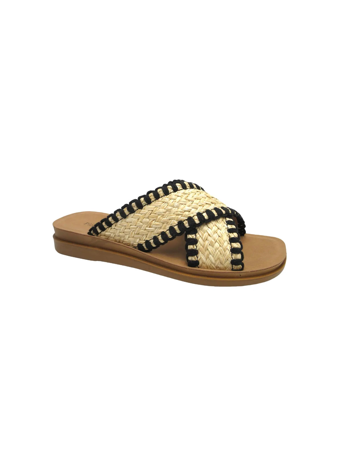 Pierre Dumas Caliso 2 Cross Weave Sandal Natural Black Combo