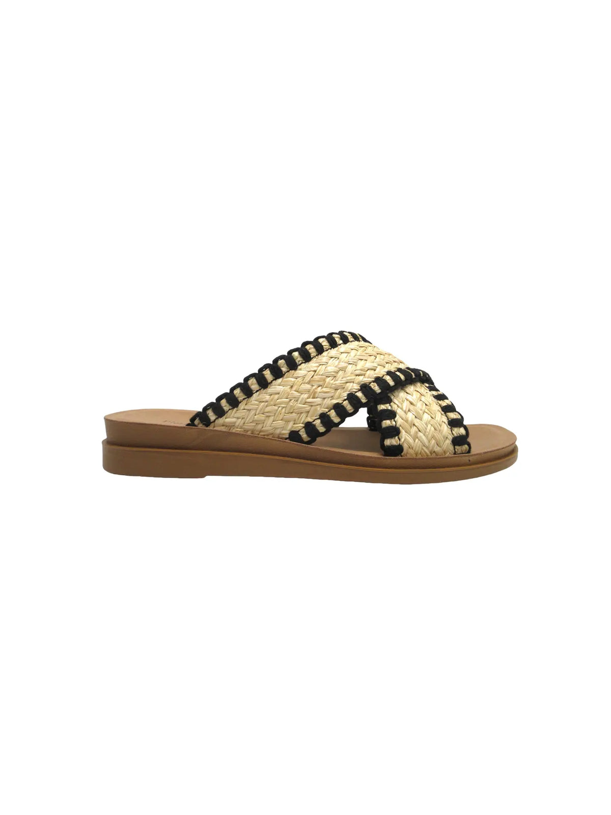 Pierre Dumas Caliso 2 Cross Weave Sandal Natural Black Combo