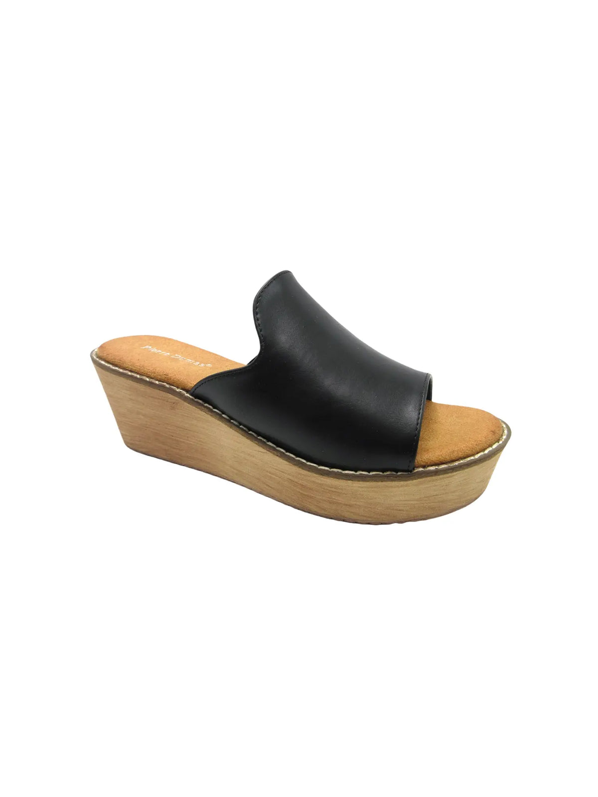 Pierre Dumas Elba 1 Wave Strap Wedge Sandal Black