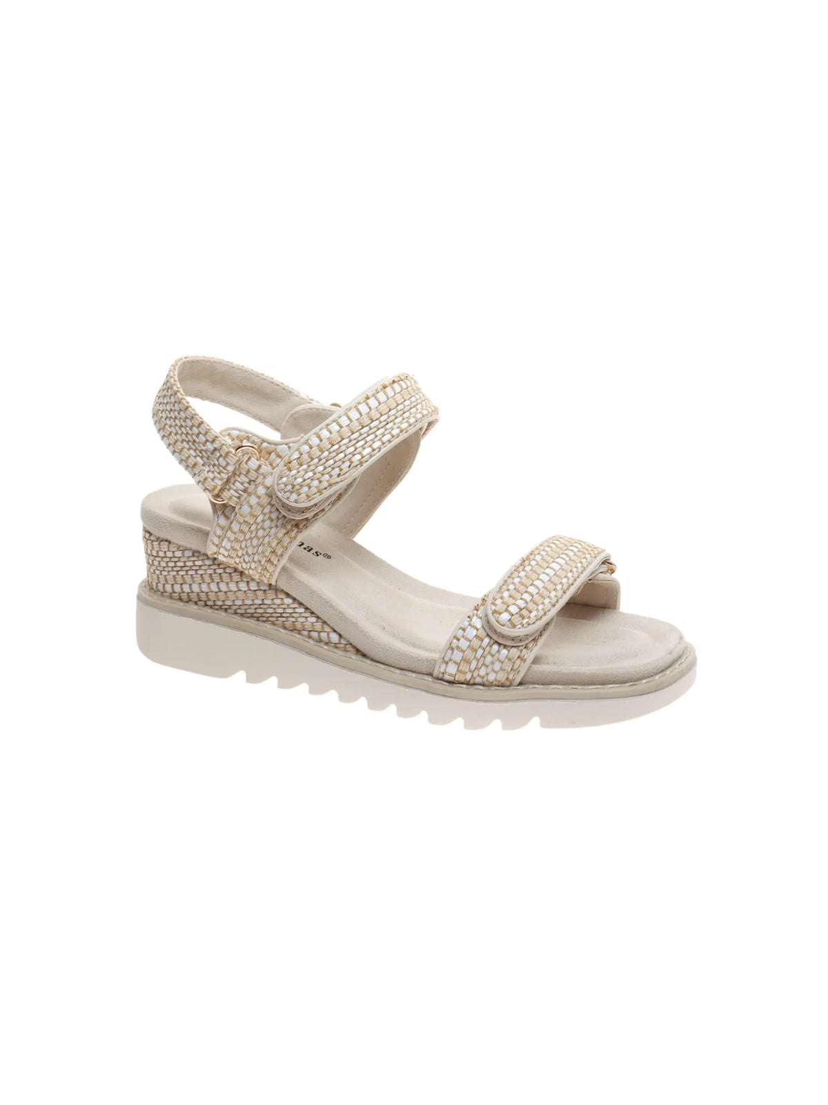 Pierre Dumas Expand 3 Heel Strap Wedge Sandal Cream Combo