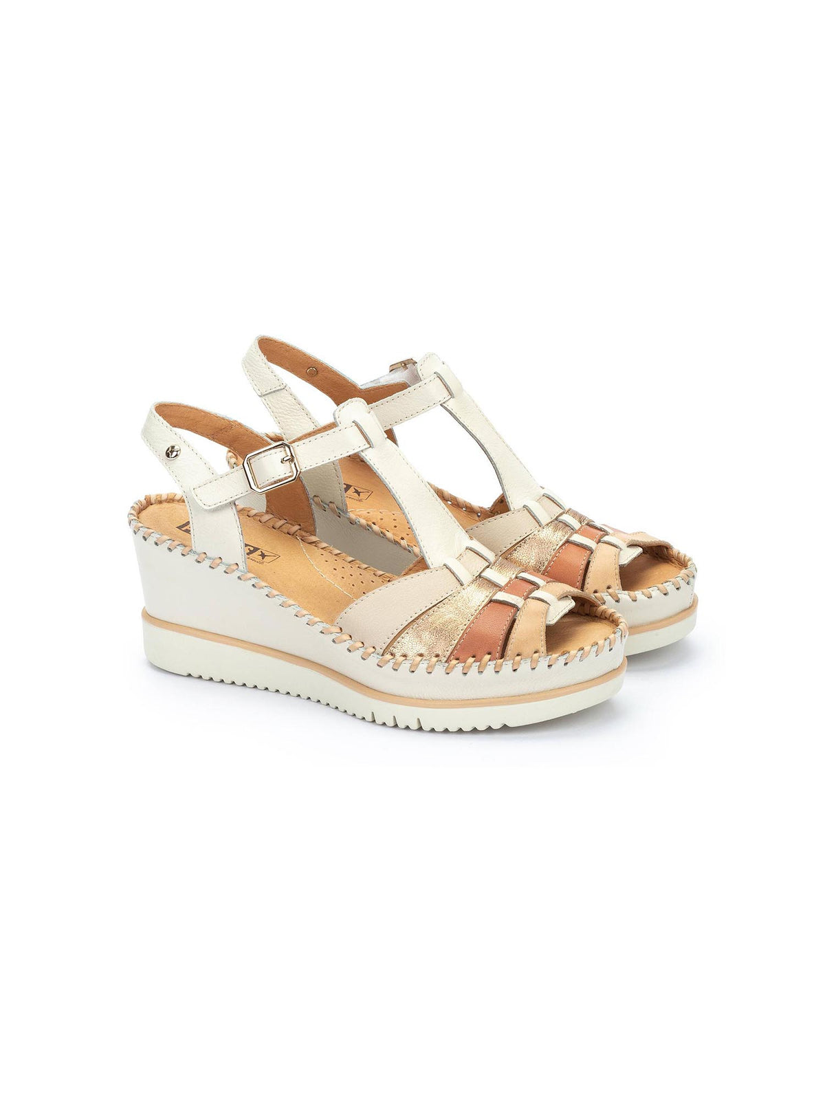 Pikolinos Aguadulce Wedge Sandals Nata Leather