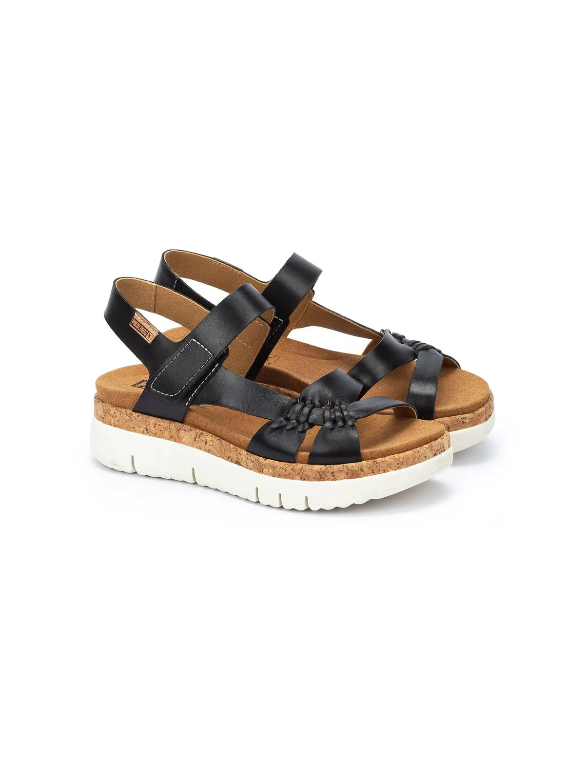 Pikolinos Palma Platform Leather Sandals Black