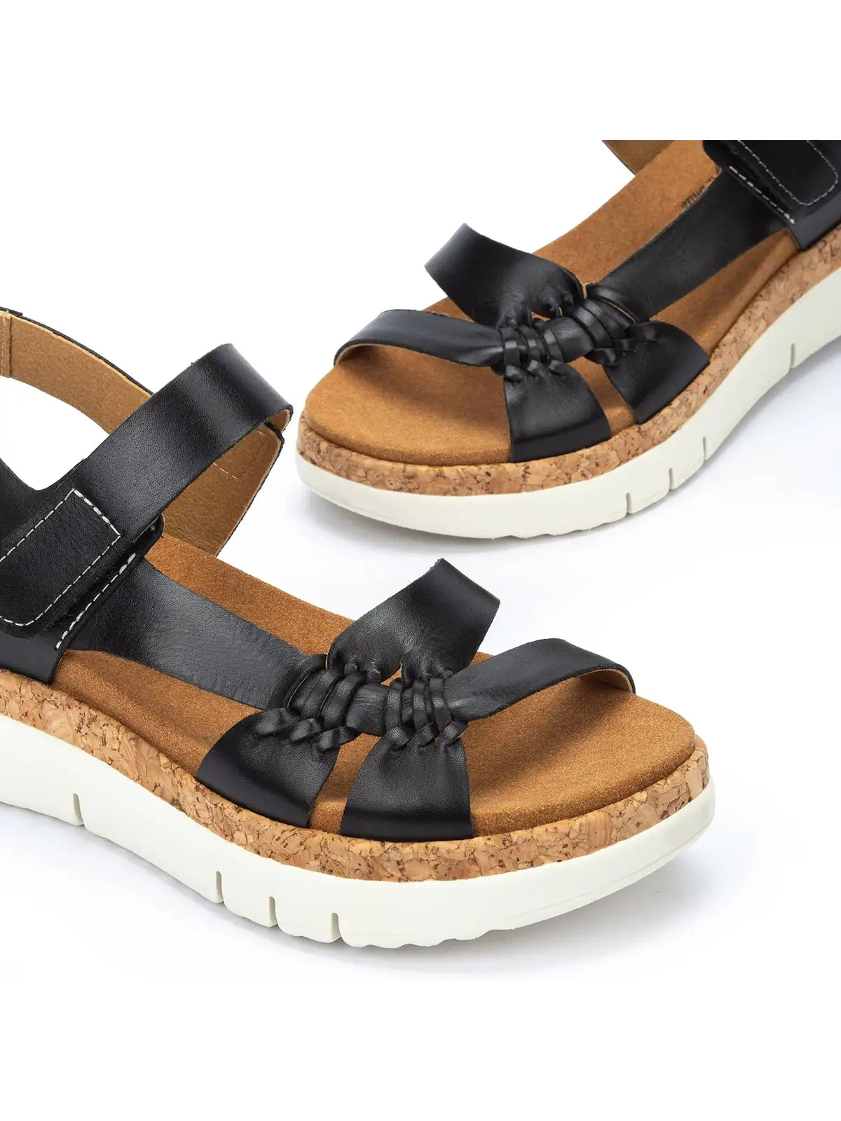 Pikolinos Palma Platform Leather Sandals Black