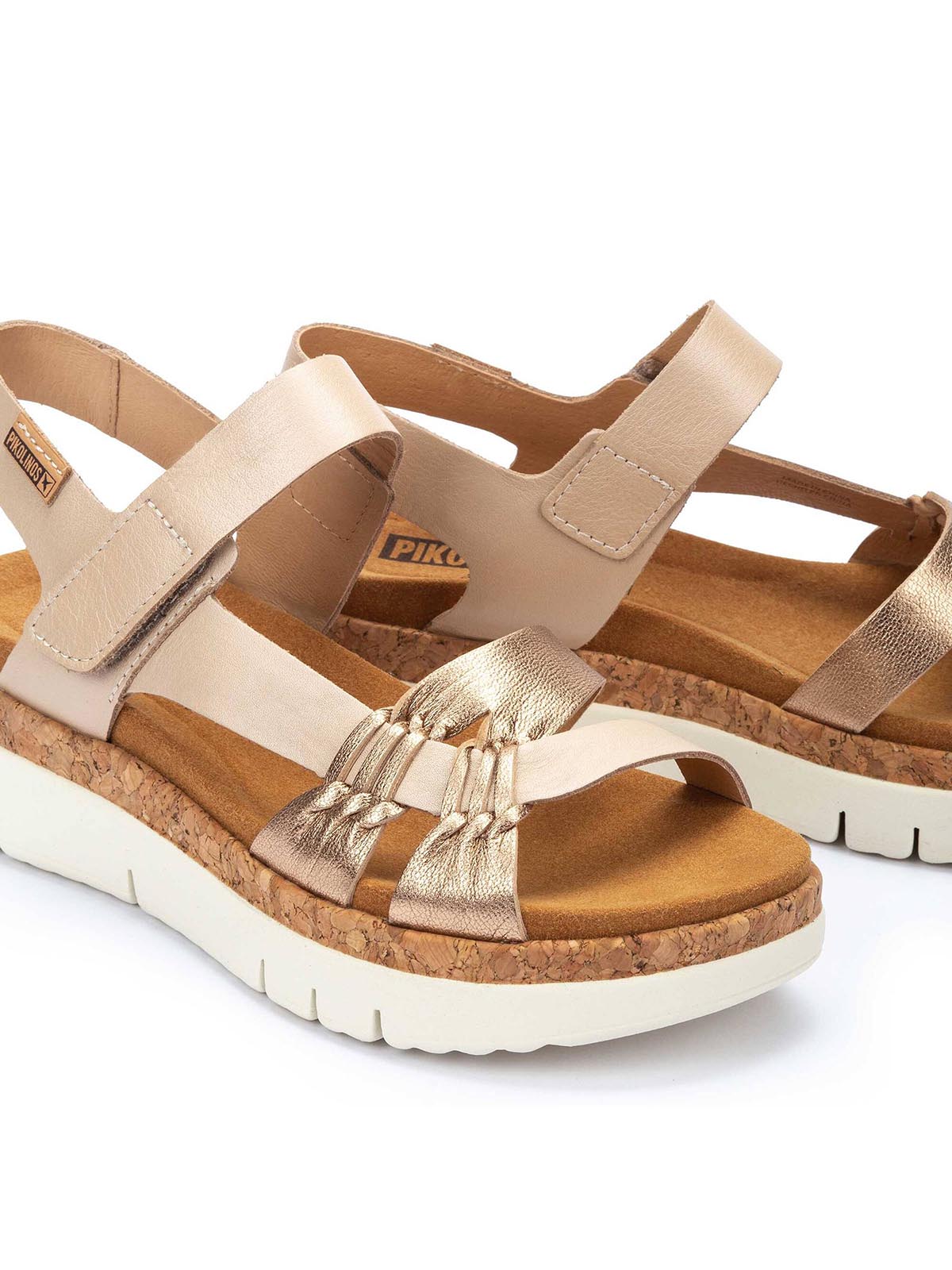 Pikolinos Palma Platform Sandals Champagne Metallic Leather