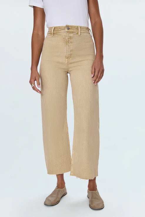 Pistola Penny Crop High Rise Wide Leg Jeans in sand dollar