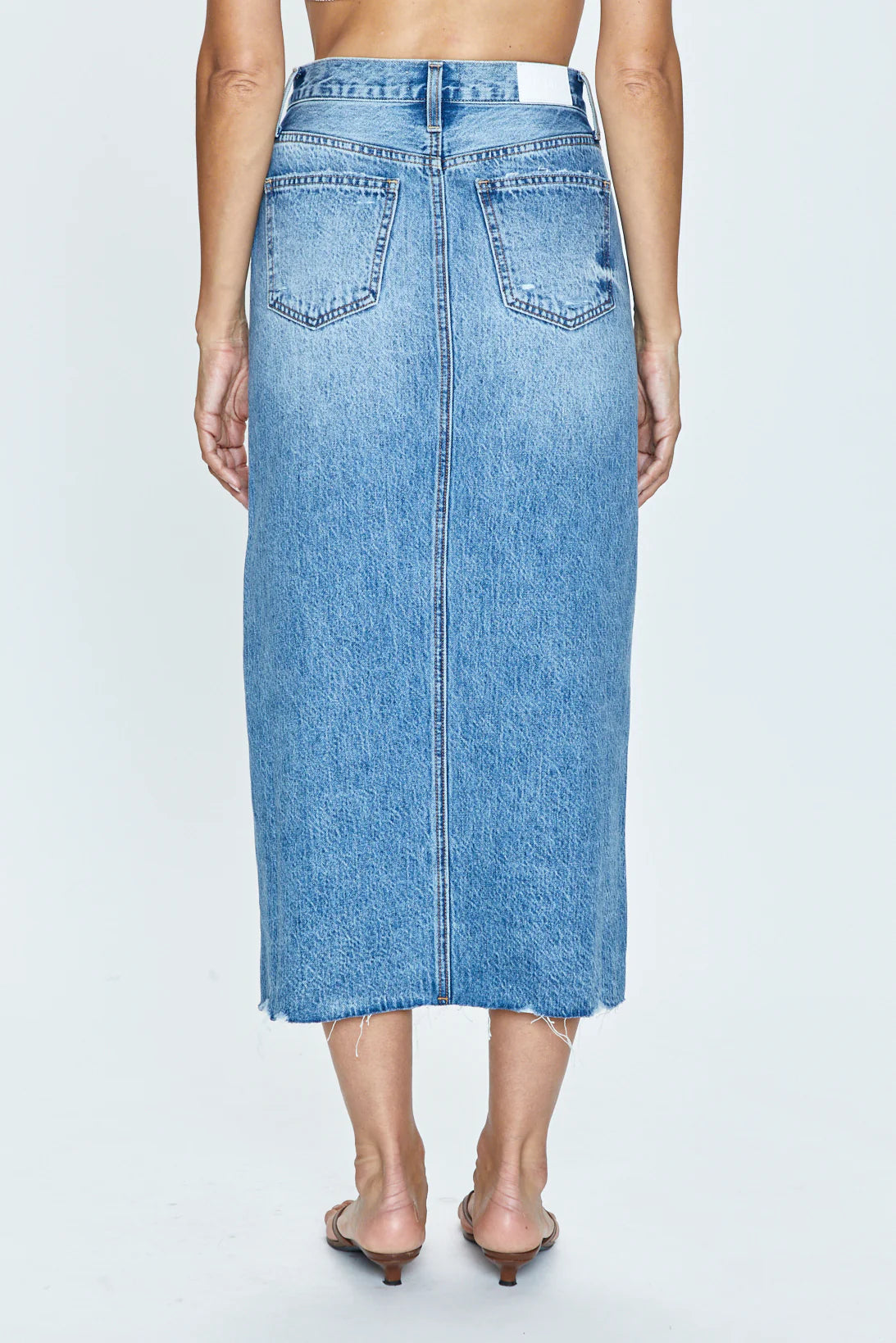 pistola alice denim midi skirt in portrait vintage wash-back