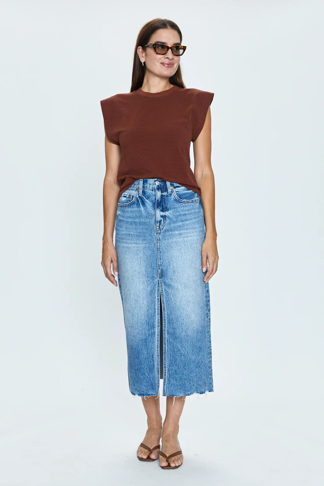 pistola alice denim midi skirt in portrait vintage wash-front