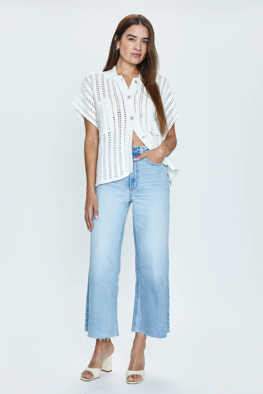 Pistola Lana High-Rise Ultra Wide Leg Crop Jean in Blase
