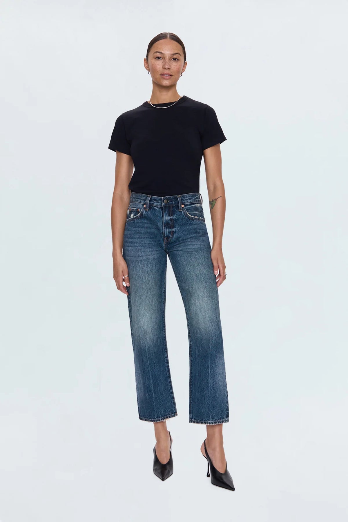Pistola Lexi Mid-Rise Bowed Straight Leg Jean in Artisan