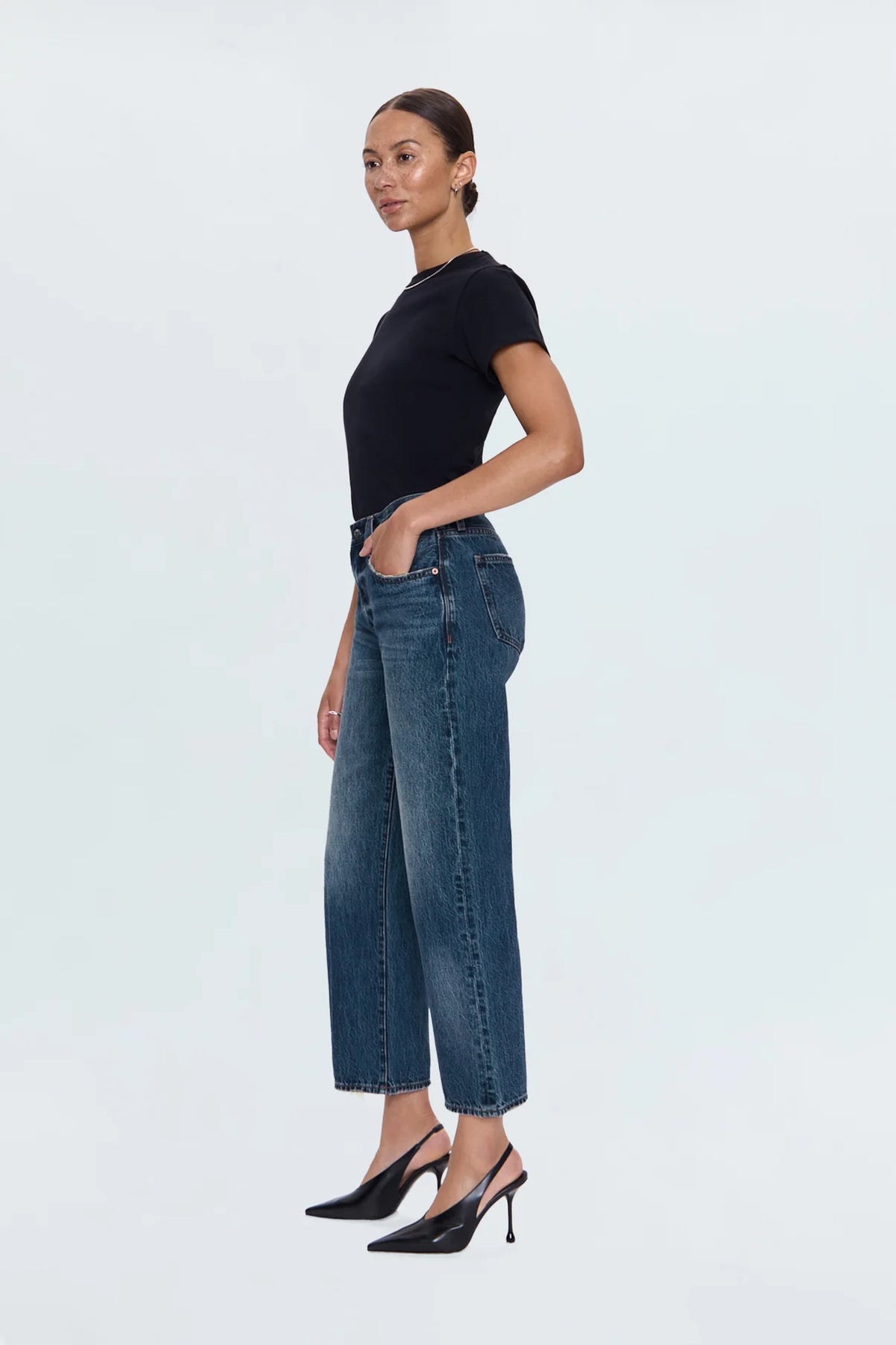 Pistola Lexi Mid-Rise Bowed Straight Leg Jean in Artisan
