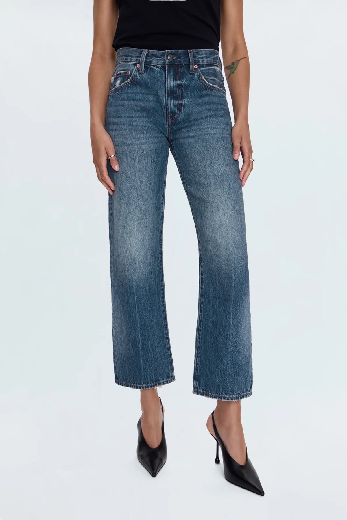 Pistola Lexi Mid-Rise Bowed Straight Leg Jean in Artisan