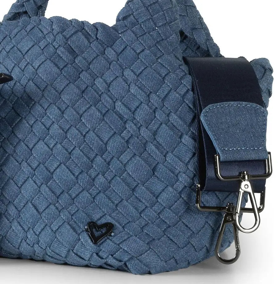 preneLOVE Brandon Small Woven Tote Bag Denim Jeans