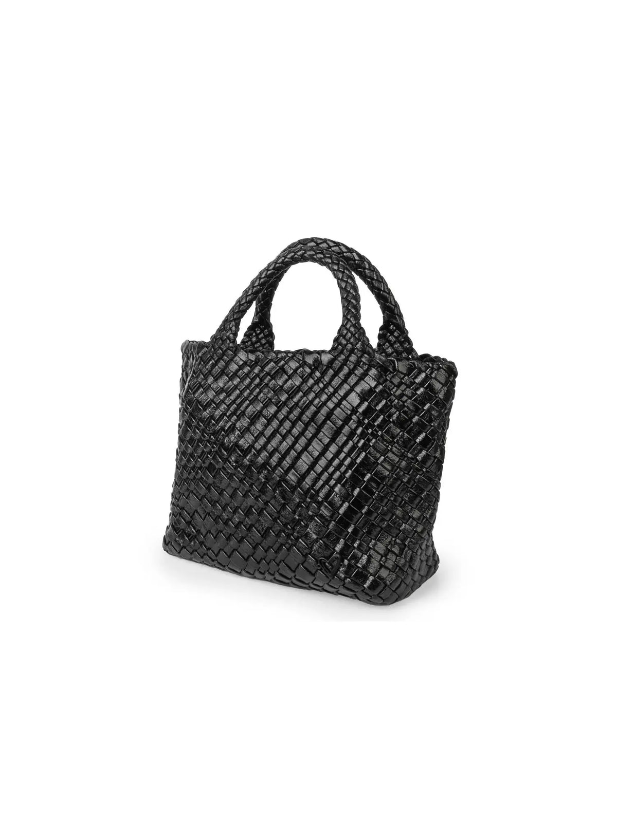 preneLOVE Brandon Small Woven Tote Bag Metallic Black