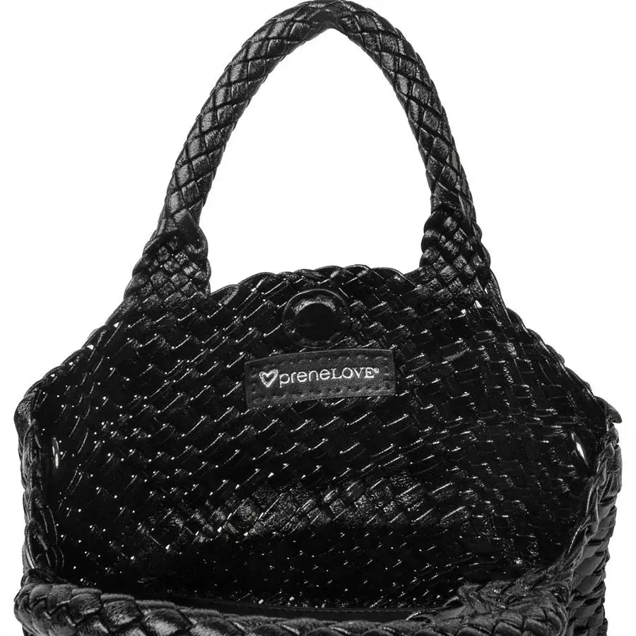 preneLOVE Brandon Small Woven Tote Bag Metallic Black