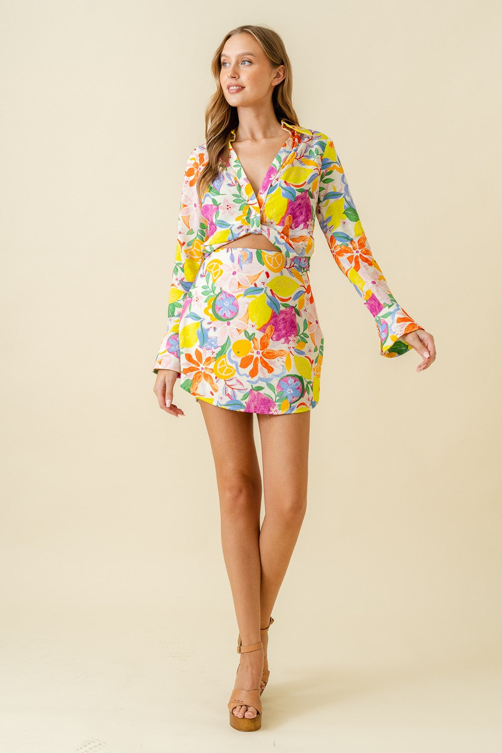 citrus sweet tropical print crop top matching setcitrus sweet tropical print mini skirt matching set resort vacation