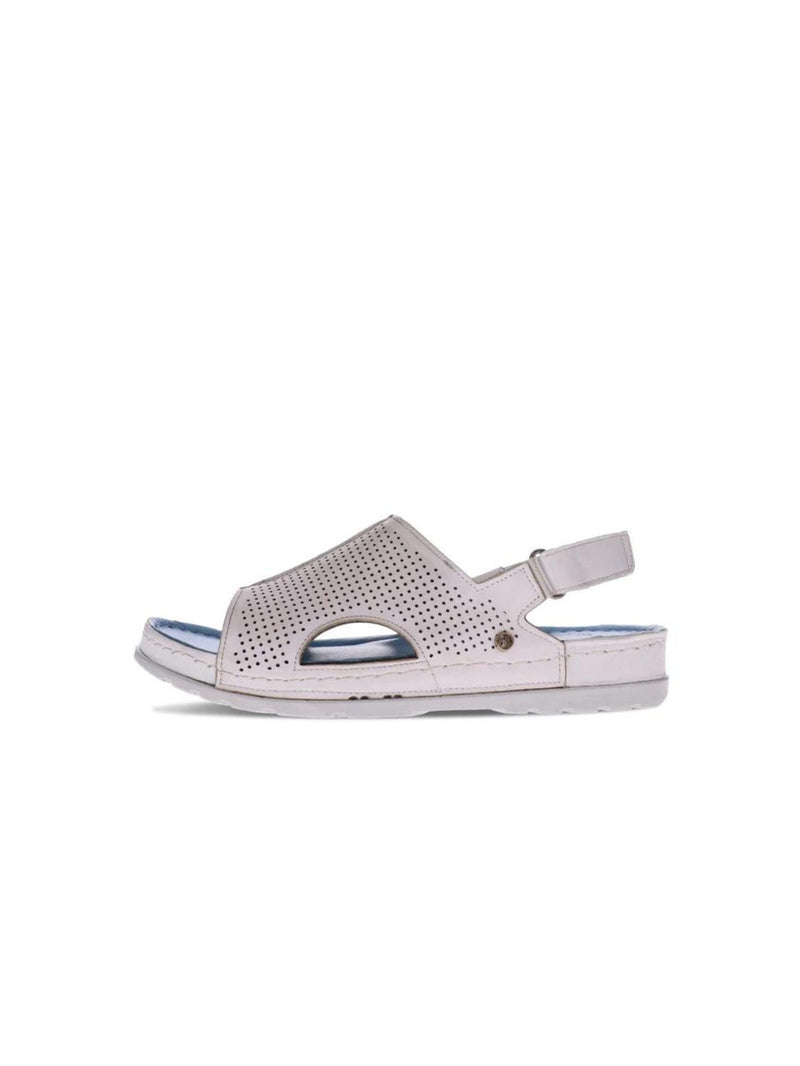 revere trivoli back strap sandals in white-side view