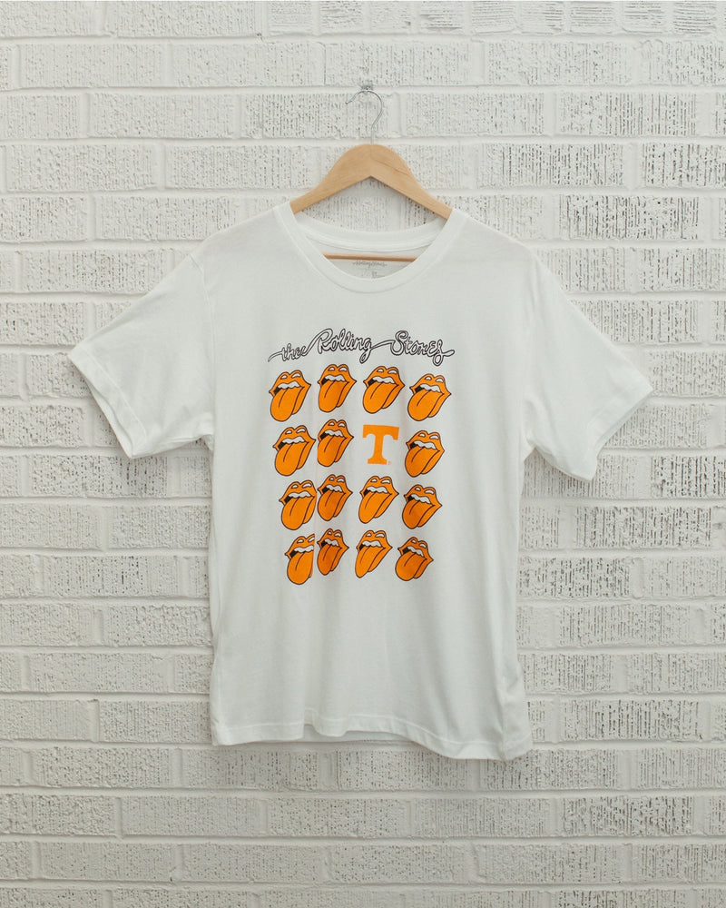 rolling stones university of tennessee multi lick graphic t-shirt in white