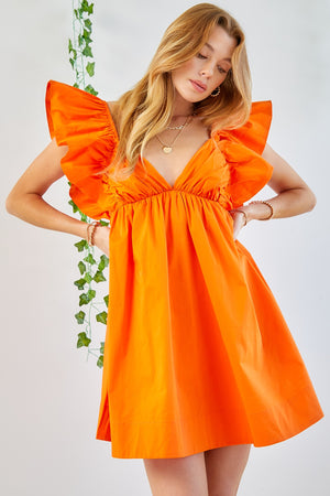 Orange Poplin Dress