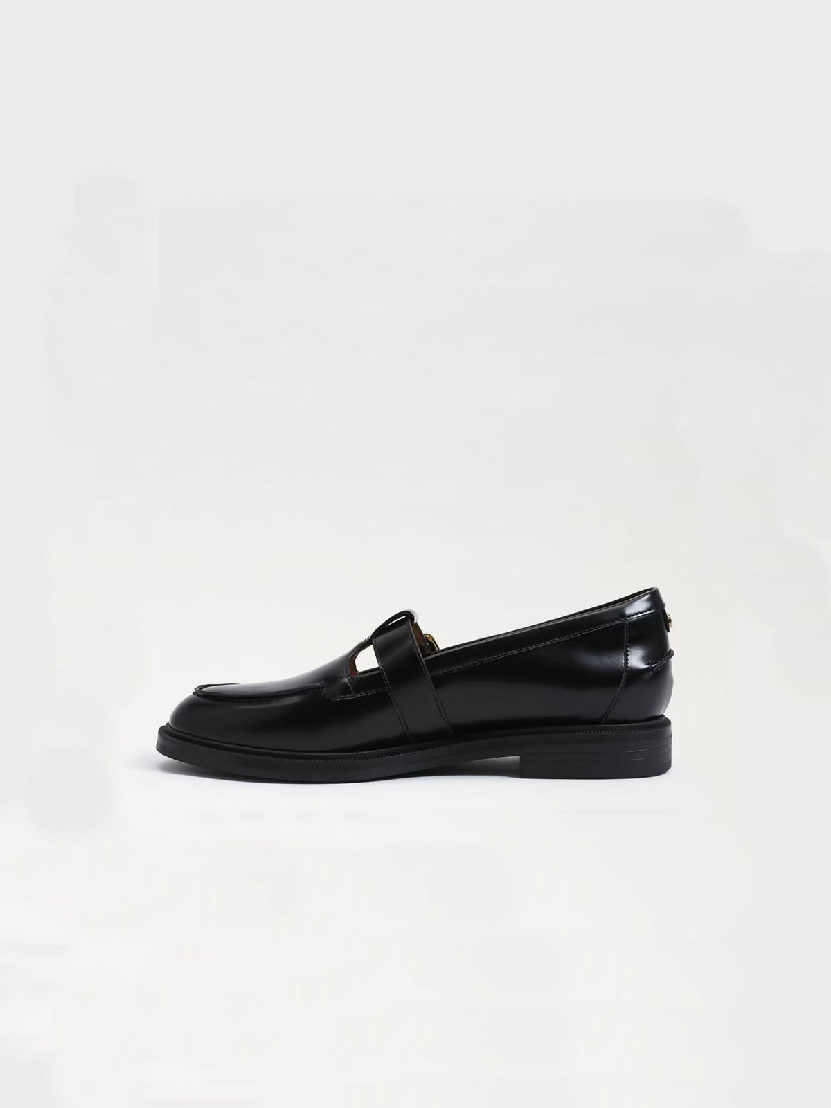 Sam Edelman Elaina T-Strap Buckle Loafer Black Leather