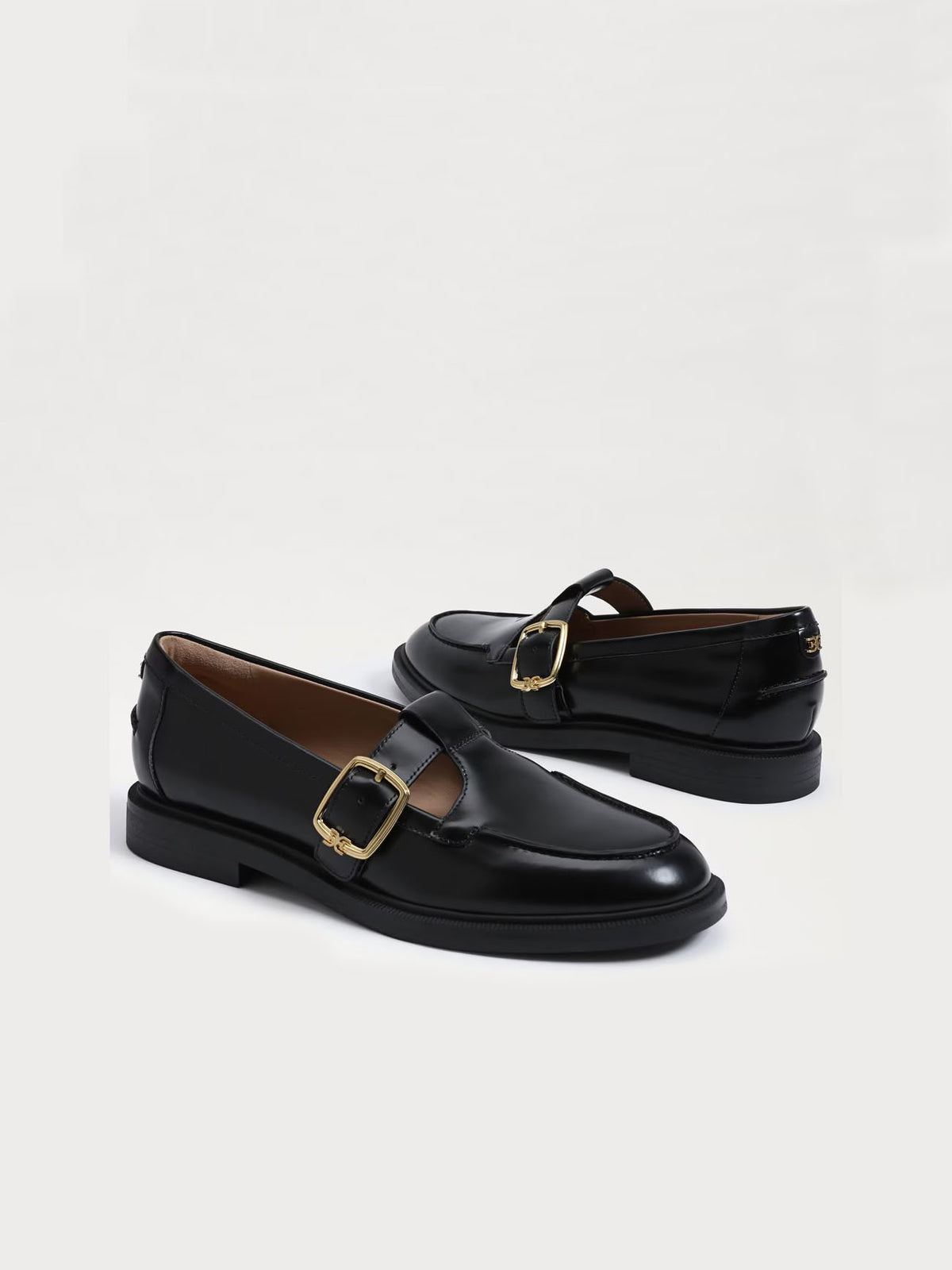 Sam Edelman Elaina T-Strap Buckle Loafer Black Leather