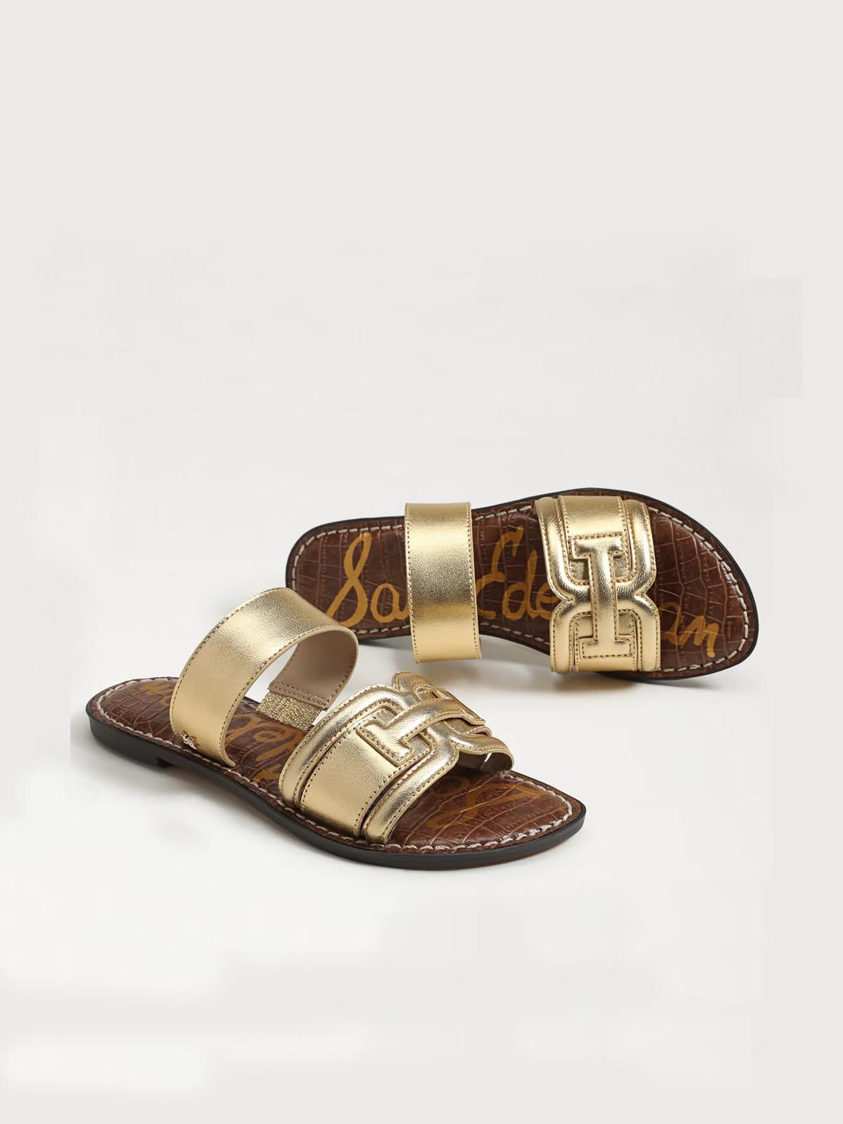 Sam Edelman Gabi Leather Slide Sandal Amber Gold