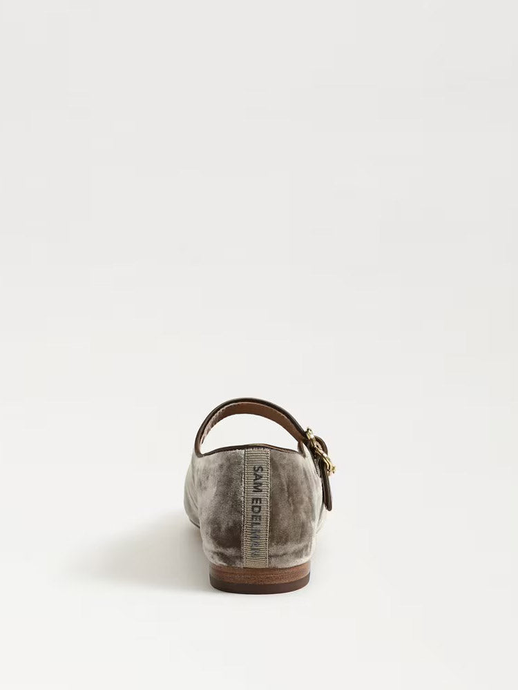 Sam Edelman Michaela Mary Jane Flat Dark Silver Sage Velvet