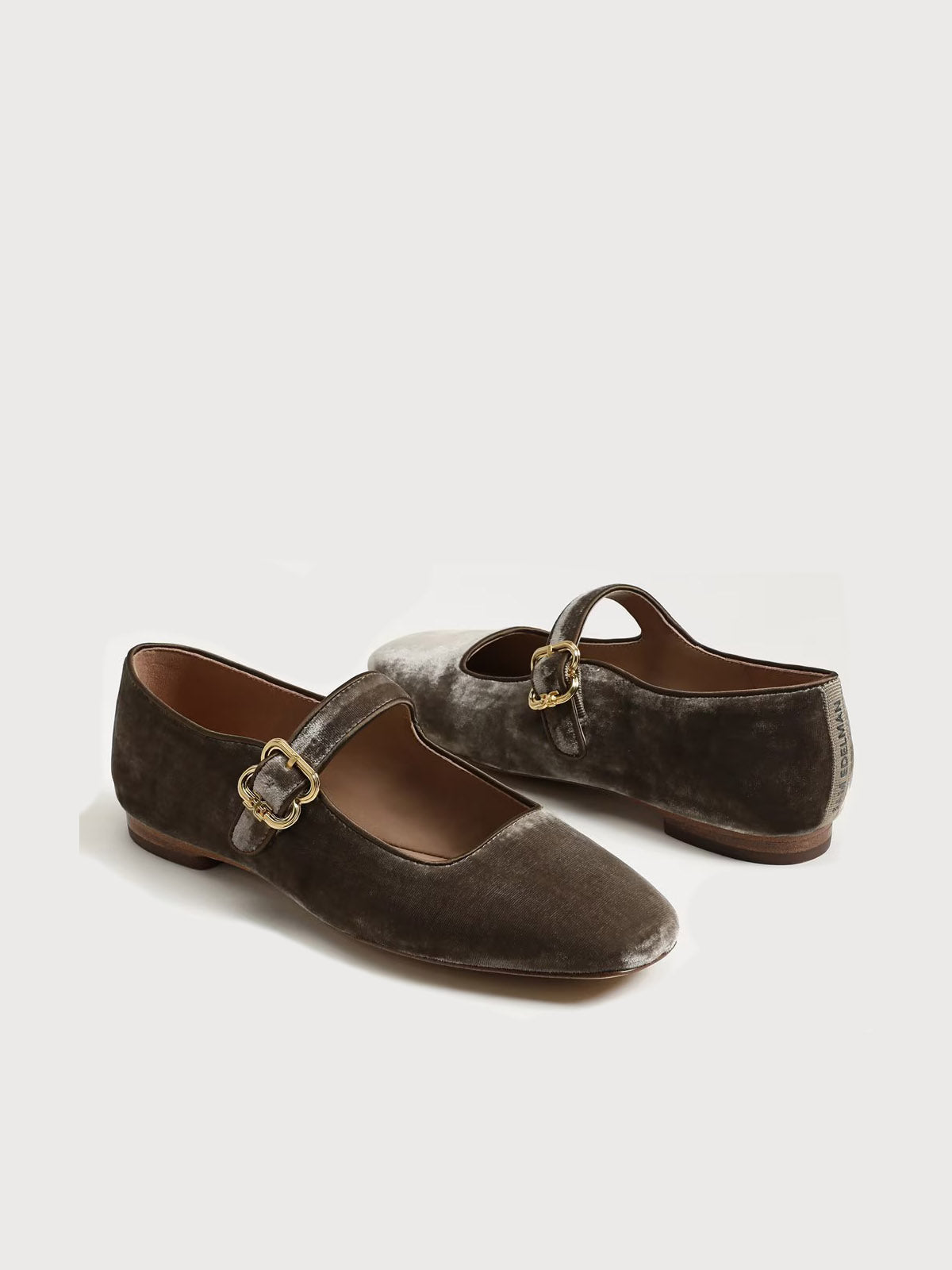 Sam Edelman Michaela Mary Jane Flat Dark Silver Sage Velvet