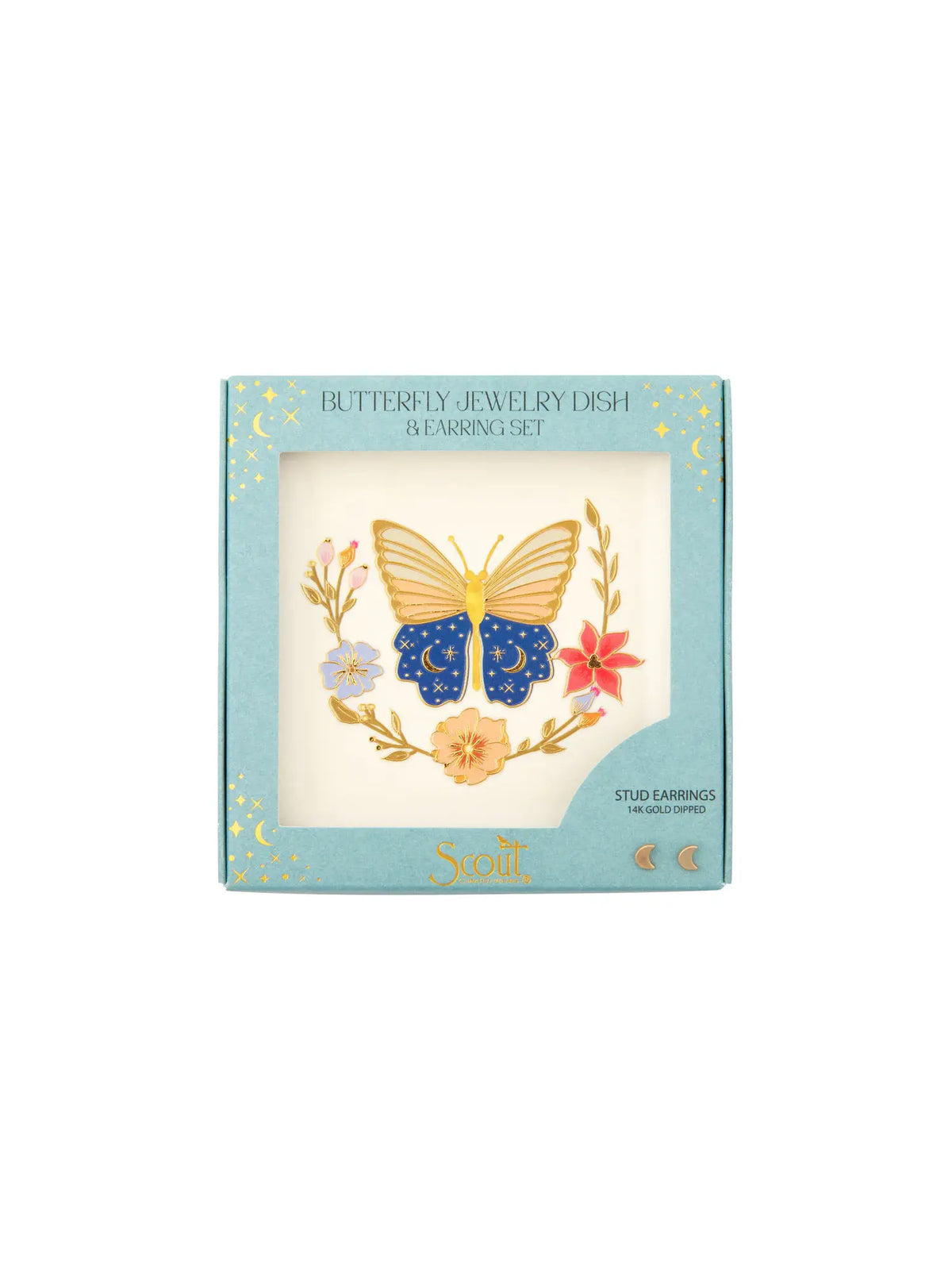 Scout Curated Wears Jewelry Dish and Stud Earring Set Butterfly Cream