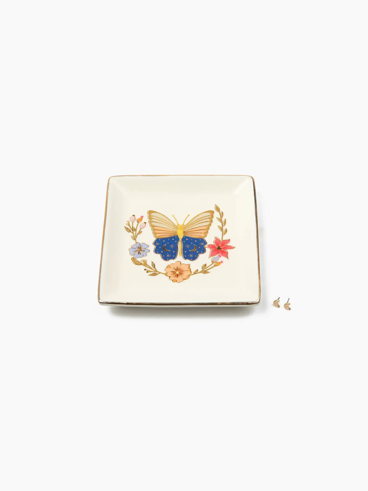 Scout Curated Wears Jewelry Dish and Stud Earring Set Butterfly Cream