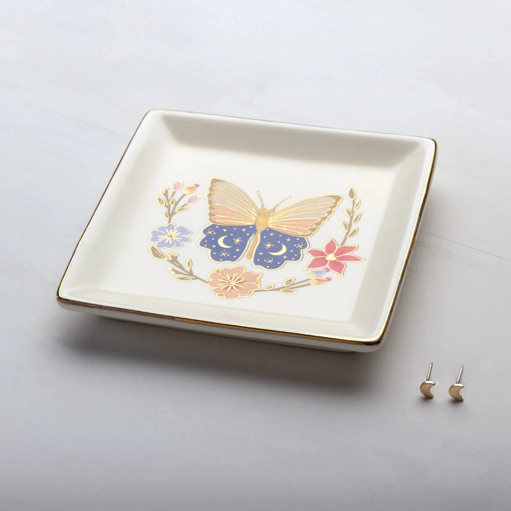 Scout Curated Wears Jewelry Dish and Stud Earring Set Butterfly Cream