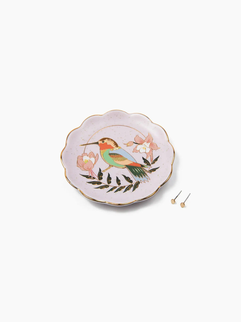 Scout Curated Wears Jewelry Dish and Stud Earring Set Hummingbird Lavender