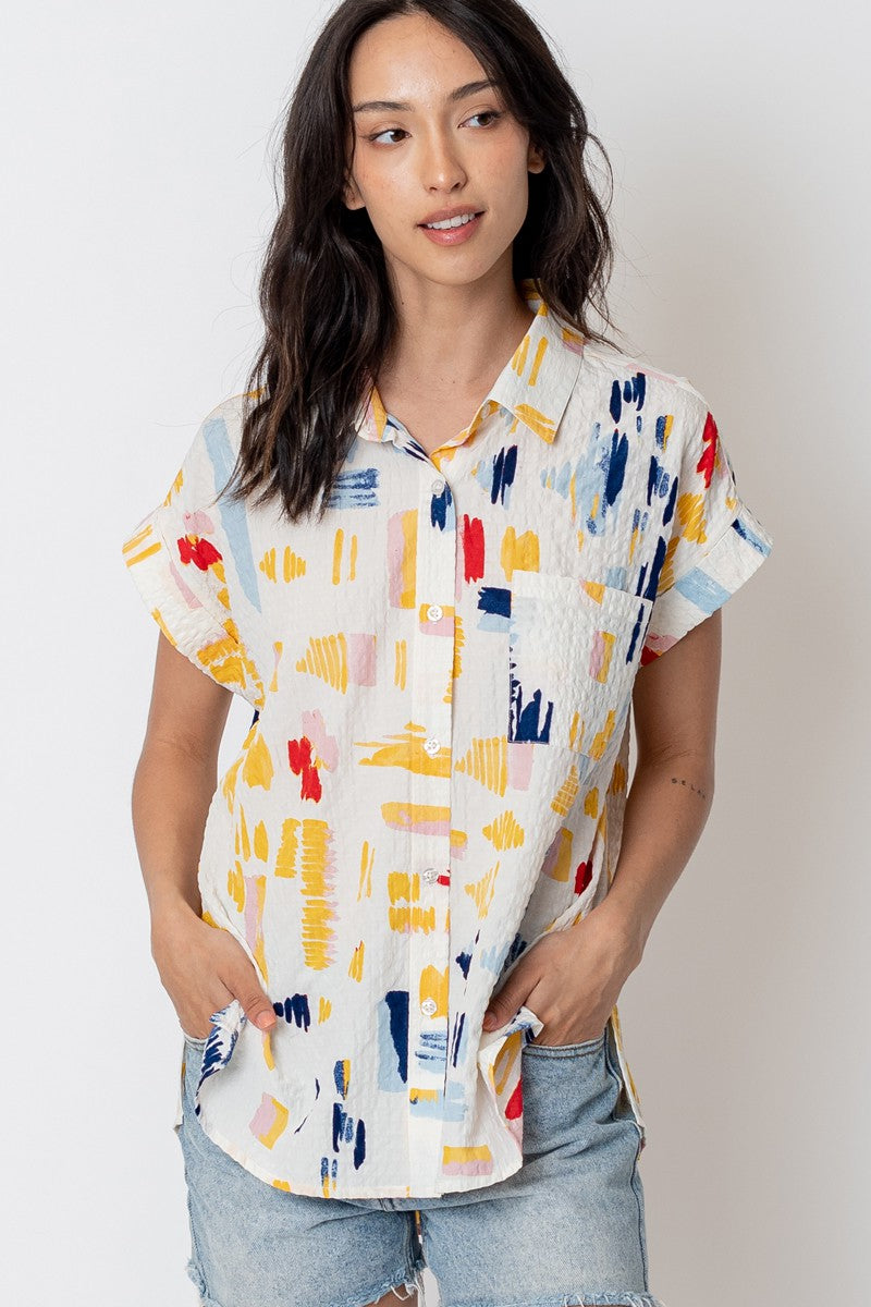 Abstract Button Down Shirt