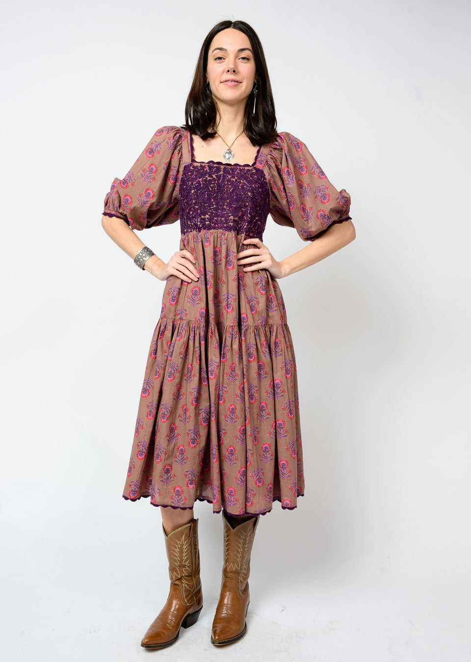 Sister Mary Sierra Dress in brown black