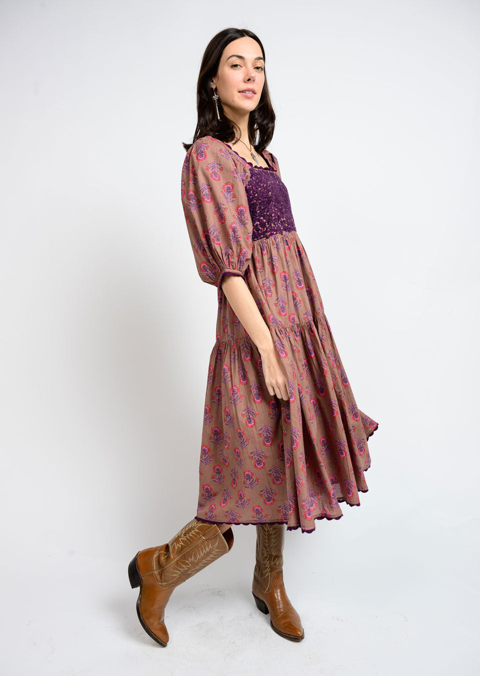 Sister Mary Sierra Dress in brown black